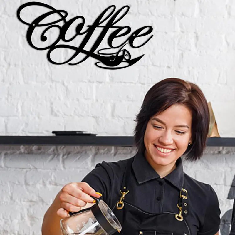 Metal Coffee and Tea Bar Wall Art Sign for Kitchen
