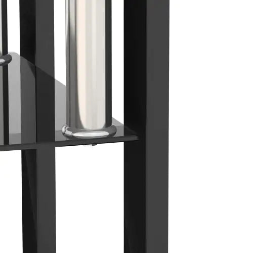 Set Of 2, Modern Tempered Glass Tea Table Coffee Table End Table, Square Table For Living Room, Black