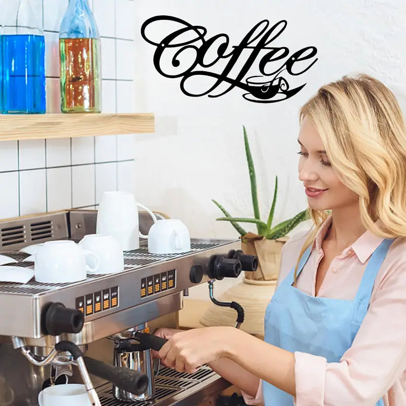 Metal Coffee and Tea Bar Wall Art Sign for Kitchen