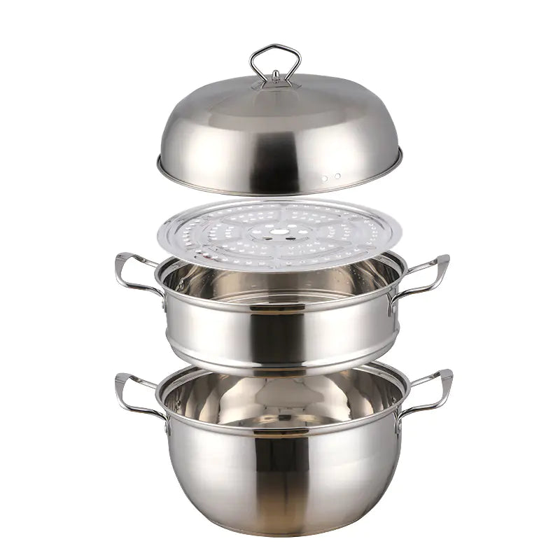 Large-Capacity Double-Layer Stainless Steel Steamer