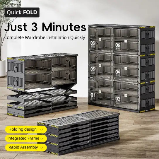 6 Layers Of 24 Pairs Of Hard Plastic Shoe Storage Cabinet, Large Stackable And Foldable Sneaker Shoe Box Storage Cabinet