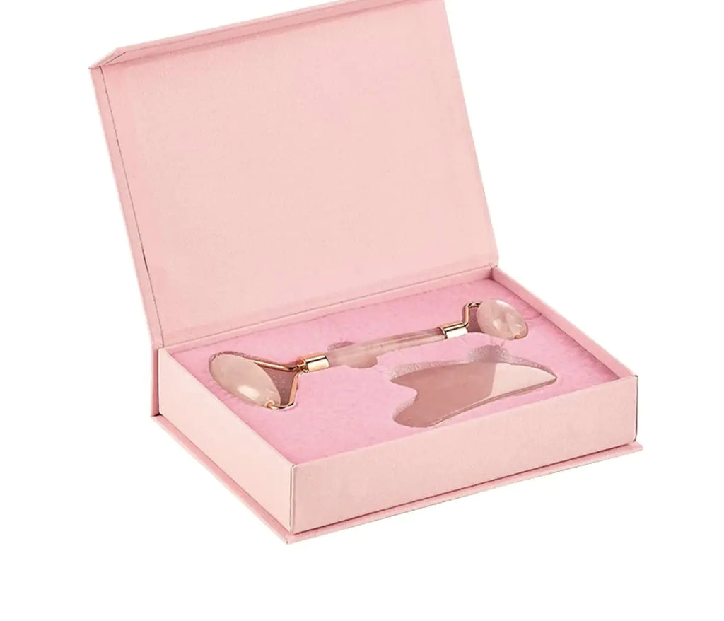 Face Roller Skin Care - Jade Roller Gua Sha Set Rose Quartz Face Roller | Ultimate Facial Skin Care Products & Beauty Products Tools | Jade Facial Roller for Face and Eye Massager