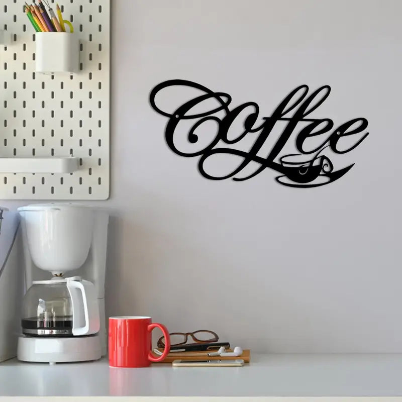 Metal Coffee and Tea Bar Wall Art Sign for Kitchen