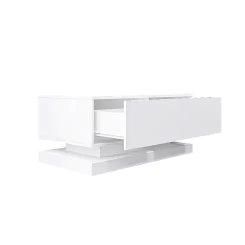 High Glossy Coffee Table With 2 Drawers Have RGB Led Light With Buletooth Control