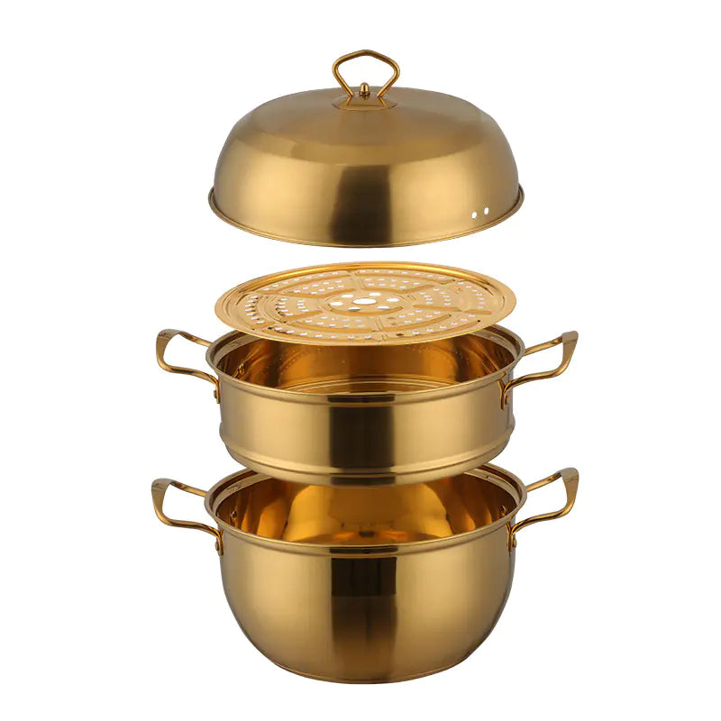 Large-Capacity Double-Layer Stainless Steel Steamer