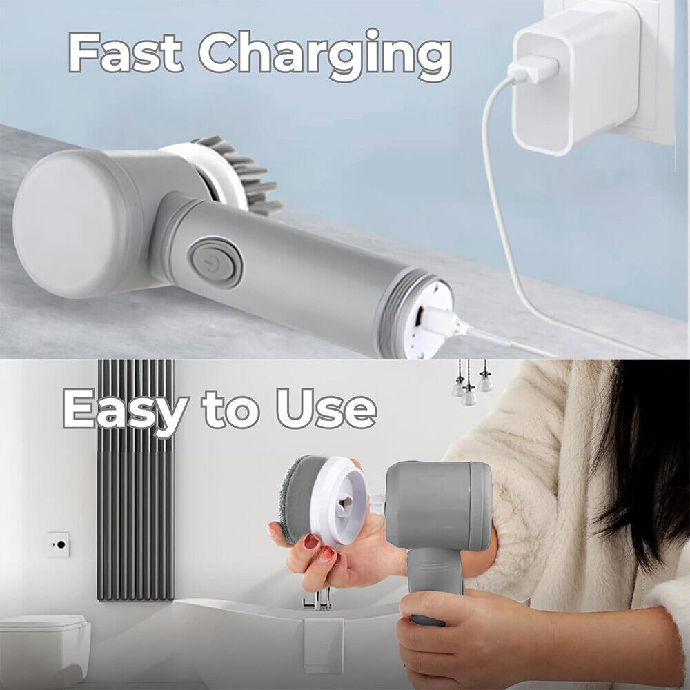 10Pcs Rechargeable Electric Cordless Cleaning Brush Spin Scrubber Turbo Scrub UK NEW