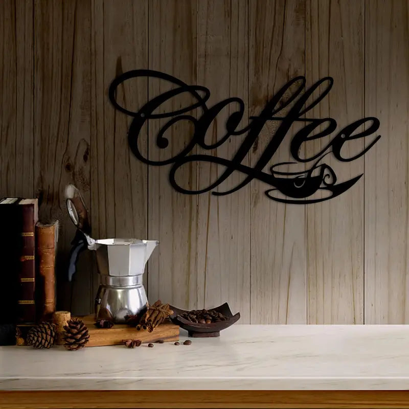 Metal Coffee and Tea Bar Wall Art Sign for Kitchen