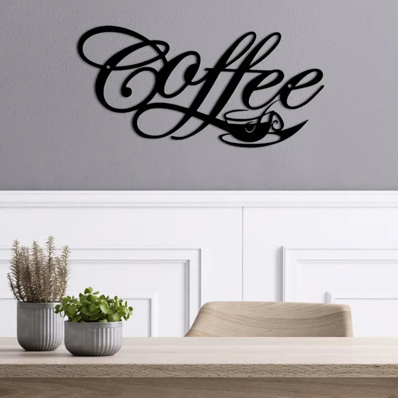 Metal Coffee and Tea Bar Wall Art Sign for Kitchen