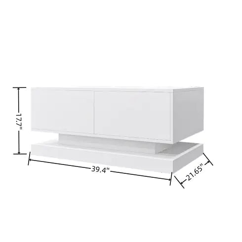 High Glossy Coffee Table With 2 Drawers Have RGB Led Light With Buletooth Control