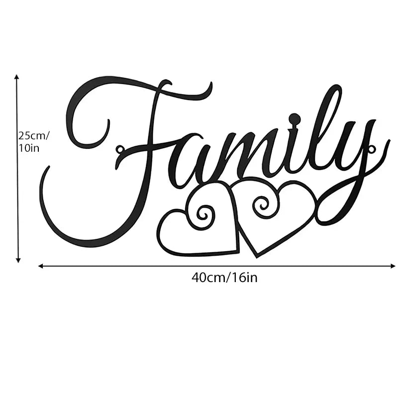 Metal Family Sign Wall Art for Home Decor (1pc)