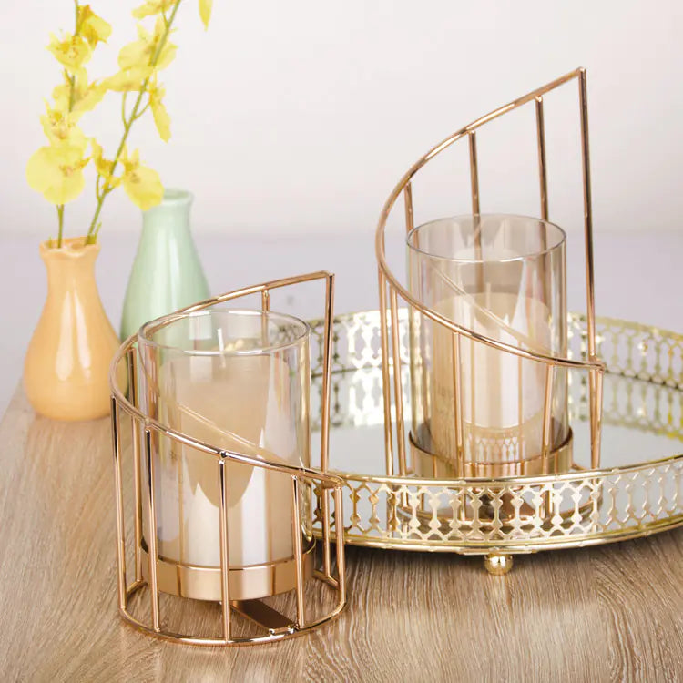 Nordic Geometric Candle Holder, Electroplated Iron Craft